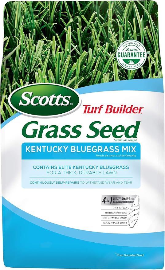 Scotts Turf Builder Grass Seed Kentucky Bluegrass Mix, Continuously Self-Repairs to Withstand Wear and Tear, 3 lbs.