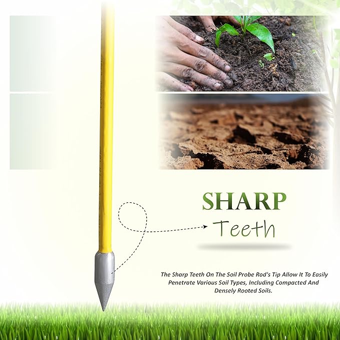 FEBTECH - Septic Tank Probe - Insulated Metal Soil Probe Rod - 60-Inch Long Overall, 3/8" Septic Tank Finder Probing Rod,T-Handle Septic Tank Locator Tool for Gardening, Agriculture, Septic Systems