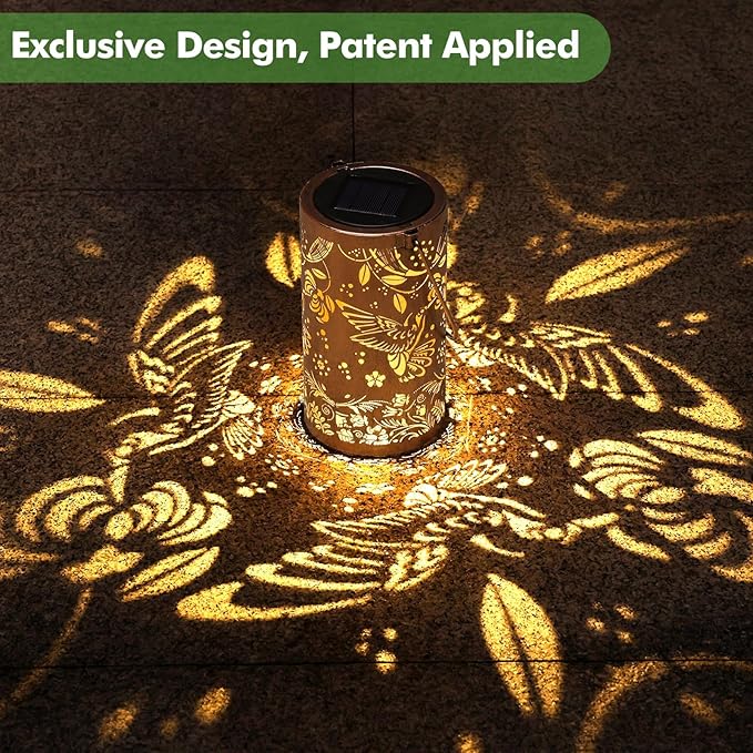 Fabuday Hummingbird Outdoor Solar Lantern Waterproof - Hanging Solar Power Lights Led for Outside, Garden Decor for Patio, Porch, Balcony, Yard and Deck, Gardening Decorations Gifts for Women Mom