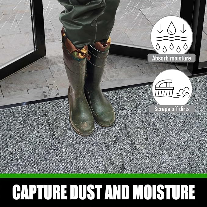 Heavy Duty Doormat, 3'x6' Indoor Outdoor Entry Rug, Commercial Entrance Mat with Rubber Border, Durable Welcome Mat, Rubber Backing Non Slip Doormat for Entryway, Large Garage Floor Mat