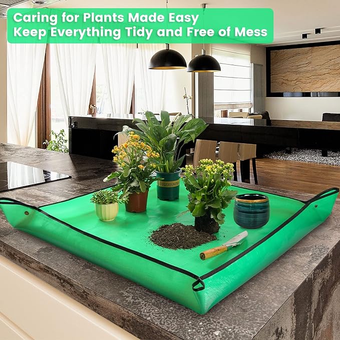 Extra Large Waterproof Potting Mat for Indoor Plant Transplanting and Mess Control, Table Top Potting Tray Repotting Mat Birthday Gifts for Plant Lovers Gardening Gifts for Women