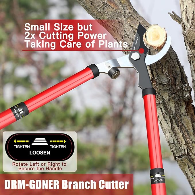 Extendable Bypass Lopper, Garden Tree Trimmer with Sharp SK5 Blade and 17"-23" Telescopic Handle, Branch Cutter Cutting up to 2"