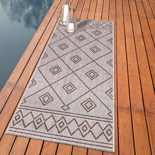 Keen Home Design Terrace Outdoor Runner Rug - 2x6 Washable Indoor/Outdoor Rug for Patio, Kitchen, Balcony, Beach, Garden, Deck and Porch, Size: 2'2"x5'7"