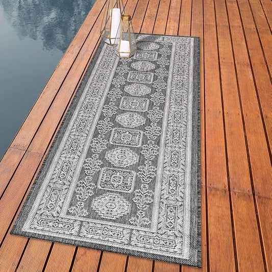 Keen Home Design Terrace Outdoor Runner Rug - 2x8 Washable Indoor/Outdoor Rug for Patio, Kitchen, Balcony, Beach, Garden, Deck and Porch, Size: 2'2"x7'7"