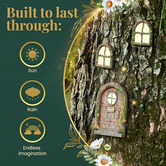 Fairy Doors for Trees, Fairy Door, Fairy Garden, Fairy House Kit, Fairy Garden Decor, Fairy Garden Accessories Outdoor kit, Fairy Doors for Trees Outdoor, Gnome House, Fairy Doors