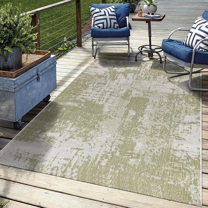 Keen Home Design Terrace Outdoor Area Rug - 6x9 Washable Indoor/Outdoor Rug for Patio, Kitchen, Balcony, Beach, Garden, Deck and Porch, Size: 6'x8'10"