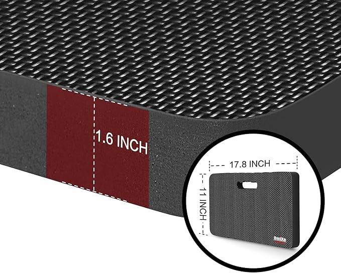 Extra Thick Kneeling Pad Comfy Foam Kneeler Mat Garden Knee Pad Cushion for Gardening Planting Yard Work Prayer Yoga Mechanic Exercise Workout Baby Bath 18 x 11 x 1.5 Inch Large Black 2 Pack