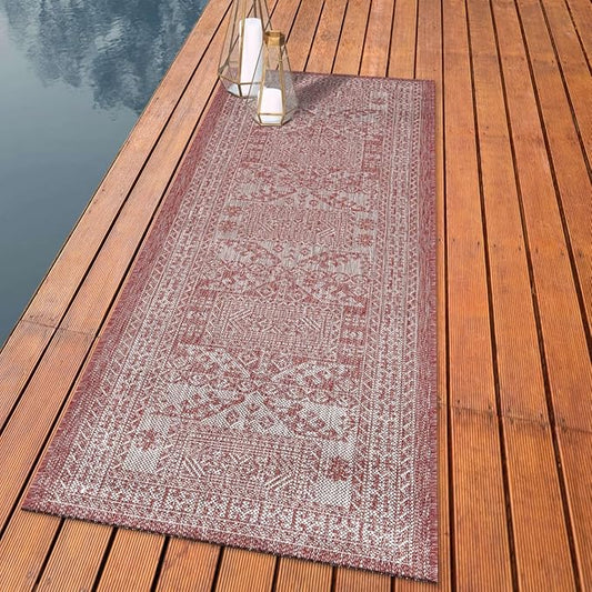 Keen Home Design Terrace Outdoor Runner Rug - 2x12 Washable Indoor/Outdoor Rug for Patio, Kitchen, Balcony, Beach, Garden, Deck and Porch, Size: 2'2"x11'10"