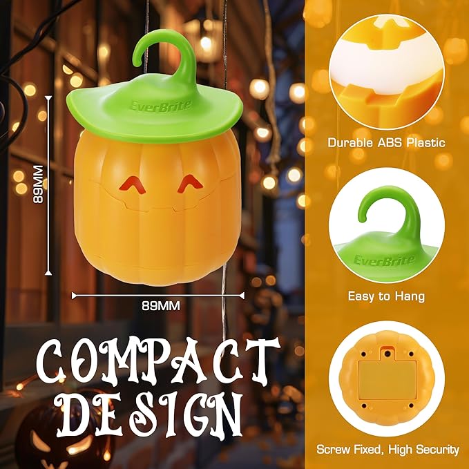 EverBrite 3-Pack Halloween Pumpkin Lantern, Collapsible Jack O Lantern Lights, Two Color Changing, Light up Pumpkin Outdoor for Halloween Party Decoration, Battery Included