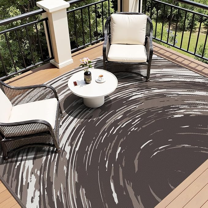 COCOER Modern Outdoor Rug 8x10 Reversible-Waterproof Outdoor Patio Rug-Quick Dry Outdoor Area Rugs Indoor Outdoor Rugs-Outside Rug Patio Decor for Porch Deck Balcony Backyard