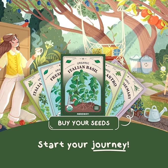 Organic 5 Herb Variety Pack: Basil, Mint, Rosemary, Parsley, Cilantro Seeds for Indoor Gardening or Planting Outdoors, Non-GMO and USDA Certified Herb Seed Packets (5 Herb Variety Pack)