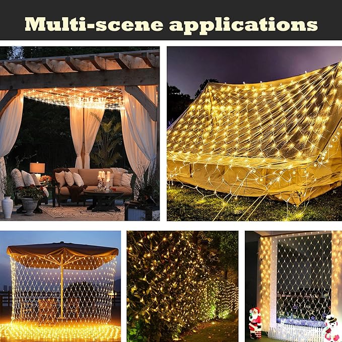 Eueasy LED Net Lights, 270 LED 10x10FT with Timer & 8 Lighting Modes, Outdoor Net Lights for Gazebo, Bush, Wedding, Holiday