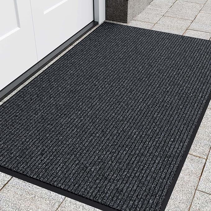 Front Door Mat, Heavy Duty Indoor Outdoor Entrance Door Mat, 72" x 36" Commercial Door Mats for Entryway, Durable Non-Slip Rubber Backing, Low-Profile Welcome Mats for Entry, Gray