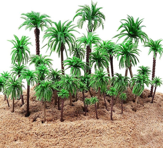 48 Pcs Plastic Model Tree Layout Rainforest Train Palm Tree Model Coconut Palms for Outdoor Garden Decoration