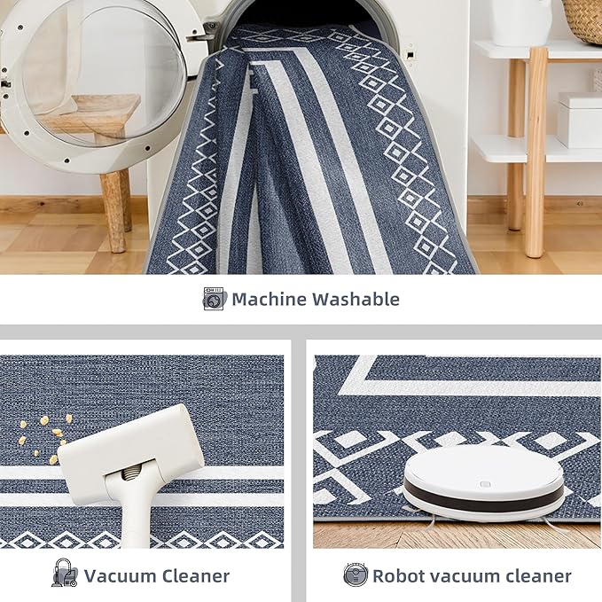 Outdoor Patio Rug, Outside Rectangular Carpet, Moroccan Geometric Rugs, Washable Large Indoor Outdoor Rug 8x10 Mats for RV, Picnic, Backyard, Deck, Balcony, Porch, Beach