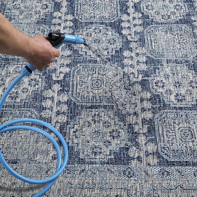 Keen Home Design Terrace Outdoor Area Rug - 5x8 Washable Indoor/Outdoor Rug for Patio, Kitchen, Balcony, Beach, Garden, Deck and Porch, Size: 5'3"x7'7"