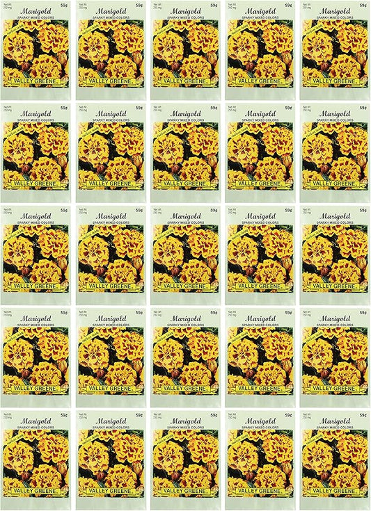 Black Duck Brand Set of 25 Packs of Marigold Sparky Flower Seed Packets! Flower Seeds in Bulk - Great for Creating The Garden of Your Dreams! (25, Marigold - Sparky Mixed)