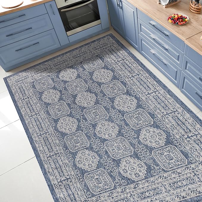 Keen Home Design Terrace Outdoor Area Rug - 5x8 Washable Indoor/Outdoor Rug for Patio, Kitchen, Balcony, Beach, Garden, Deck and Porch, Size: 5'3"x7'7"