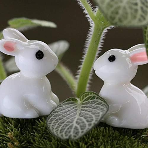 Exasinine 100Pcs Rabbit Miniature Figurines Easter Bunny Mini Rabbits Bunny Figurine Mini Resin Animals Fairy Garden Miniature Ornaments for Easter Egg Fillers Dollhouse Cake Home DéCor