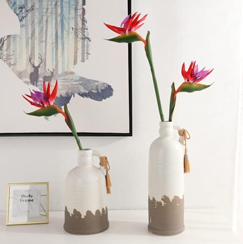 Large Bird of Paradise 32 Inch Permanent Flower,Flower stem 0.3 Inch,Flower Part is Made of Soft Rubber PU,Artificial Flower Plants Flower Arrangement for Home Office 2 Pcs (Red)