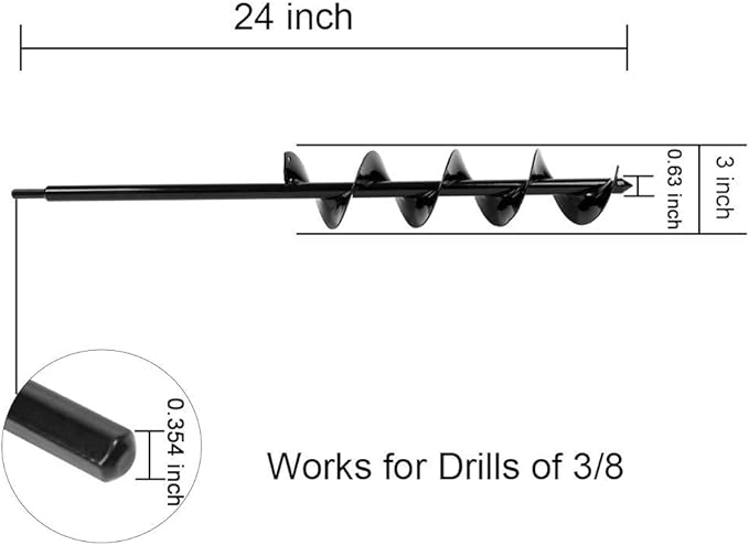 ERYTLLY Bulb Planter, Auger Spiral, Garden Planter Tool 3 x 24 Inch,Rapid Umbrella Hole Digger for Planting Bulb Seedlings Bedding Tulips, and Digging Weeds Roots