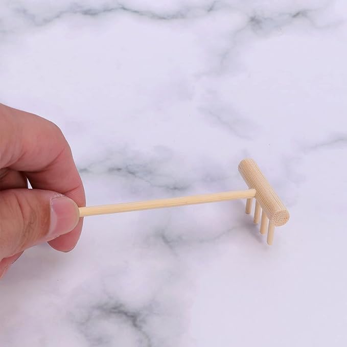 EXCEART 32 Pcs Mini Zen Garden Accessories - Sand & Rock Rake, Wood & Moss Rakes, Sandbox Tools, Bamboo Child Meditation Accessory