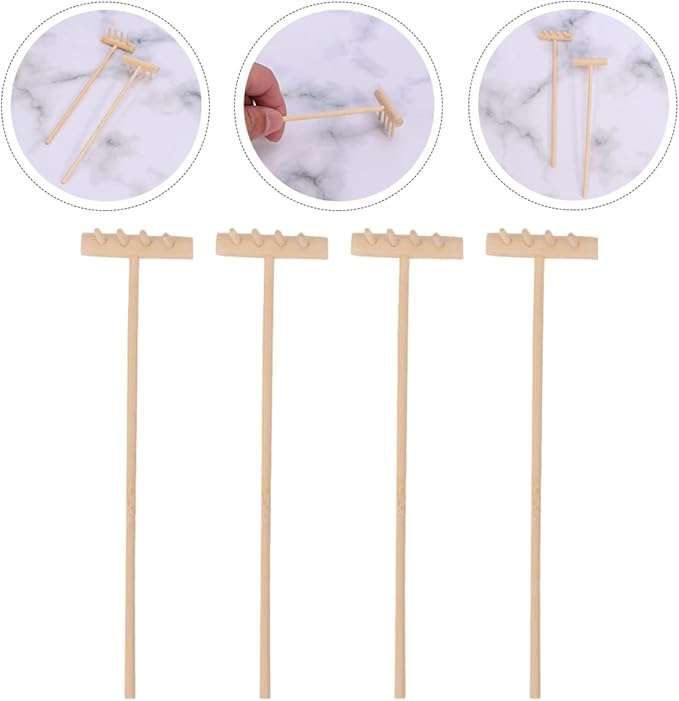 EXCEART 24 Pcs Mini Rake Miniature Rake Mini Sand Garden Rake Meditation Sand Zen Garden Tools Zen Sand Rake Mini Garden Rakes Garden Tools for Kids Sand Tray Child Bamboo Smooth Toolkit