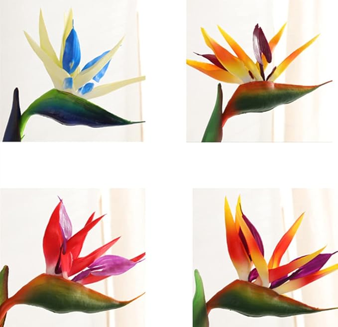 Large Bird of Paradise 32 Inch Permanent Flower,Flower stem 0.3 Inch,Flower Part is Made of Soft Rubber PU,Artificial Flower Plants Flower Arrangement for Home Office 2 Pcs (Red)