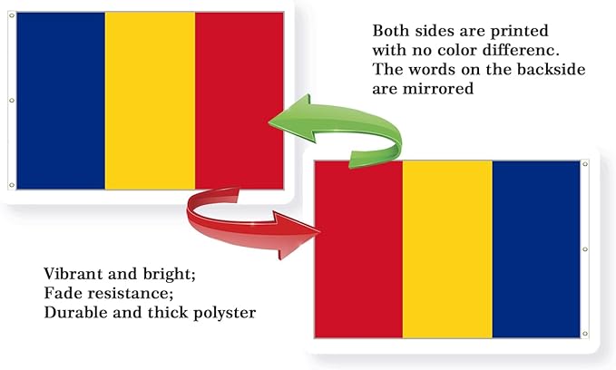 Romania Extra Large Flag 8x12FT Giant Romanian National Polyester Banner With 3 Grommets Fade Resistant Vivid Color For Patriotic Festival Events Party Decoration (Romania, 8x12FT)