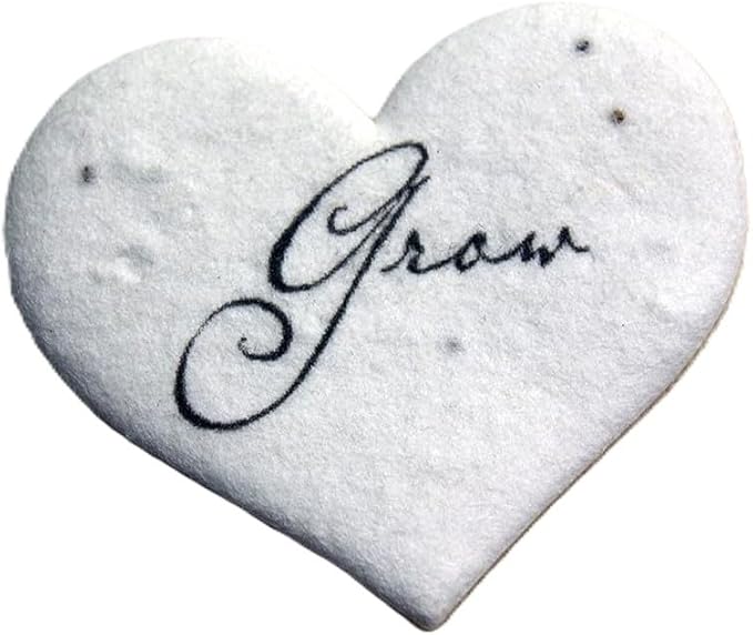 Of The Earth Handmade Paper - Wildflower Seed Paper Small Heart Tags - Calligraphy Variations - 1.75" X 1.5" - Set of 50 (Grow)