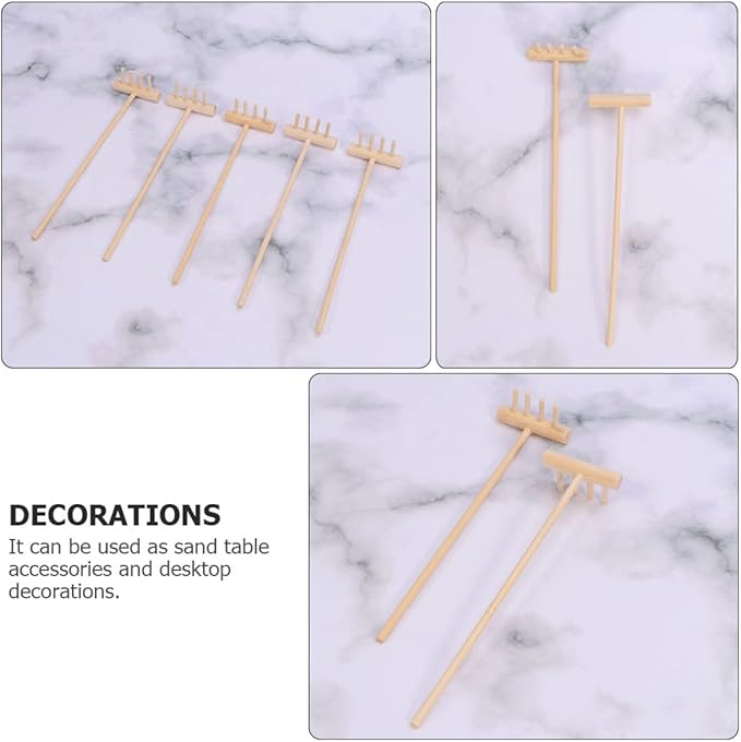 EXCEART Mini Rake Set - 24 Pcs Miniature Sand Garden Tools for Zen Meditation - Bamboo Smooth Toolkit for Kids Sand Tray