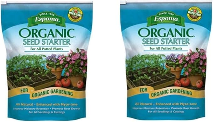Espoma Organic Seed Starter Premium Potting Soil Mix - All Natural & Organic Seed Starting Mix with Mycorrhizae. For Organic Gardening, 16 qt, Pack of 2