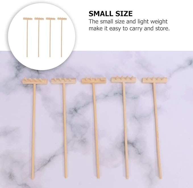 EXCEART 24 Pcs Mini Rake Miniature Rake Mini Sand Garden Rake Meditation Sand Zen Garden Tools Zen Sand Rake Mini Garden Rakes Garden Tools for Kids Sand Tray Child Bamboo Smooth Toolkit