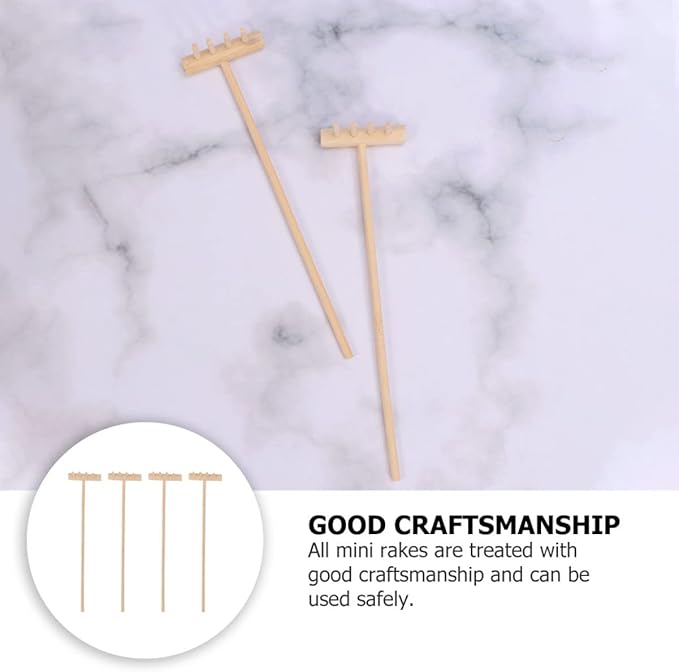 EXCEART 24 Pcs Mini Rake Miniature Rake Mini Sand Garden Rake Meditation Sand Zen Garden Tools Zen Sand Rake Mini Garden Rakes Garden Tools for Kids Sand Tray Child Bamboo Smooth Toolkit