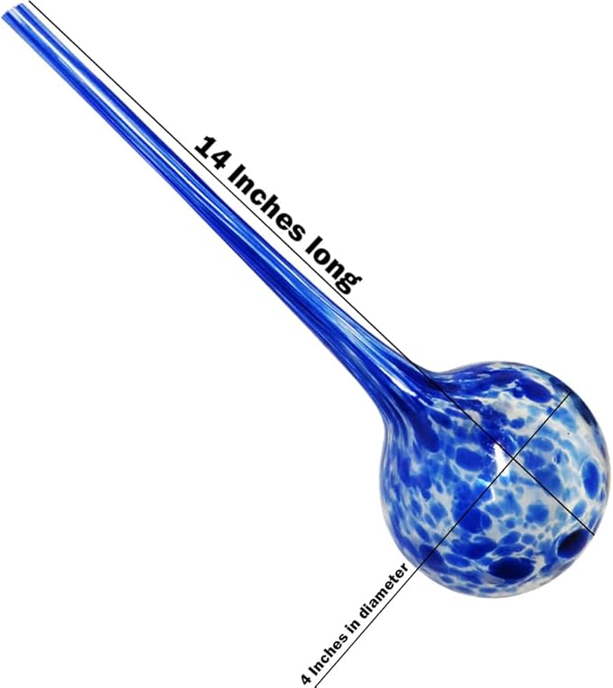 Evelots Plant Watering Globes/Bulbs (2 Pack) - Extra Long 14 Inches - Great for Big Plants - Hand Blown Glass - Automatic Water Irrigation System - Use Indoor/Outdoor - Leave Your Home Worry Free