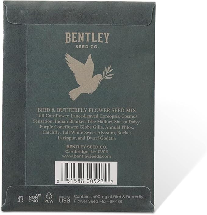 Grateful Memories Dove with Bird and Butterfly Mix Seed Favor Packets - Gardening Gifts - Wild Flower Seeds for Planting - Garden or Indoor Plant Flowers - Growing Plants in Memory