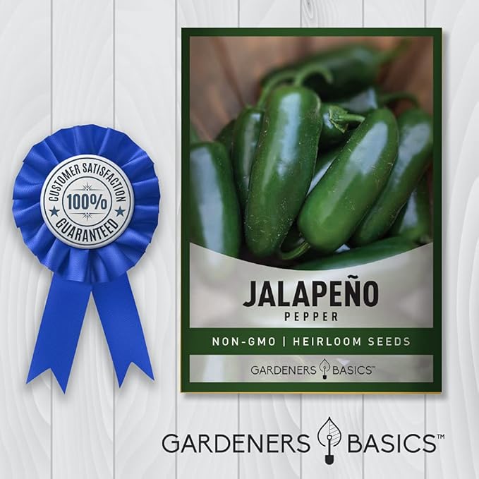 Gardeners Basics, Jalapeno Pepper Seeds for Planting Heirloom Non-GMO Jalapeno Peppers Plant Seeds for Home Garden Vegetables Makes a Great Gift for Gardeners