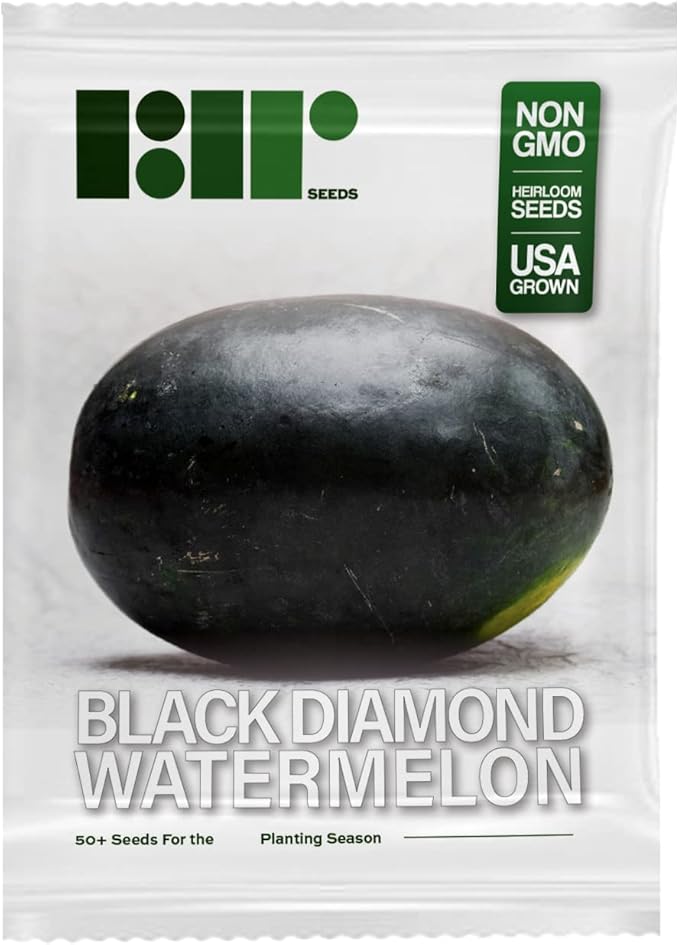 50 Black Diamond Watermelon Seeds for Planting - Heirloom Non-GMO Fruit Seeds for Planting - Grows Big Giant Watermelons Averaging 30-50 lbs