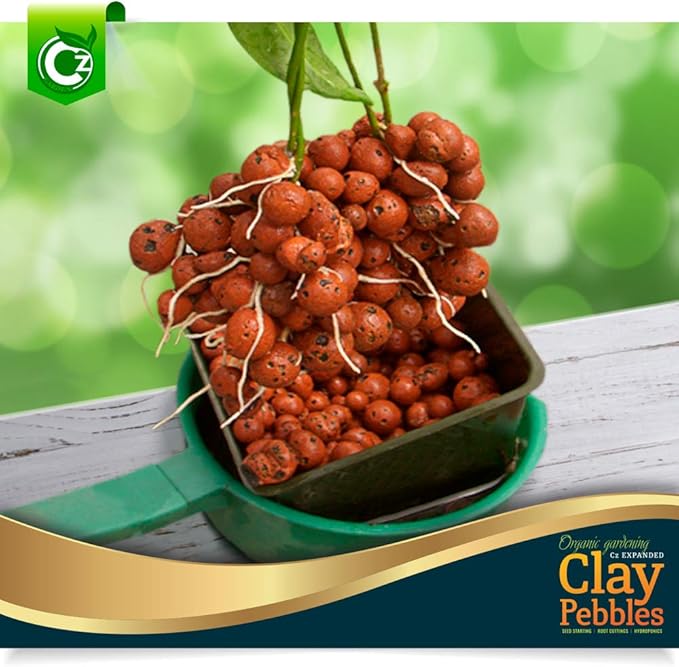 Expanded Clay Pebbles Grow Media for Orchids, NFT DWC Hydroponics, Aquaponics, Aquaculture LECA Plant Garden Soil Conditioner Amendment Ceramsite Aggregate (10 LB Cz Expanded Clay Pellets)