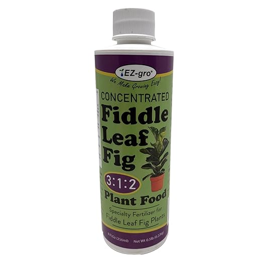 EZ-GRO Liquid Fiddle Leaf Fig Plant Food - 8 oz Bottle | 3 1 2 NPK Fertilizer for Indoor Plants | Concentrated Nutrients Liquid Indoor Plant Food for Healthy Growth