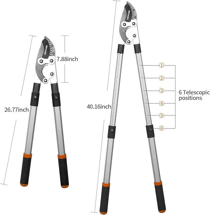 Extendable Anvil Loppers, 27-41'' Telescopic Loppers and Pruners Heavy Duty, 2-Inch Cut Capacity Tree Pruner, With Compound Action, Yard Tools Tree Trimmer, Hand Branch Cutter.