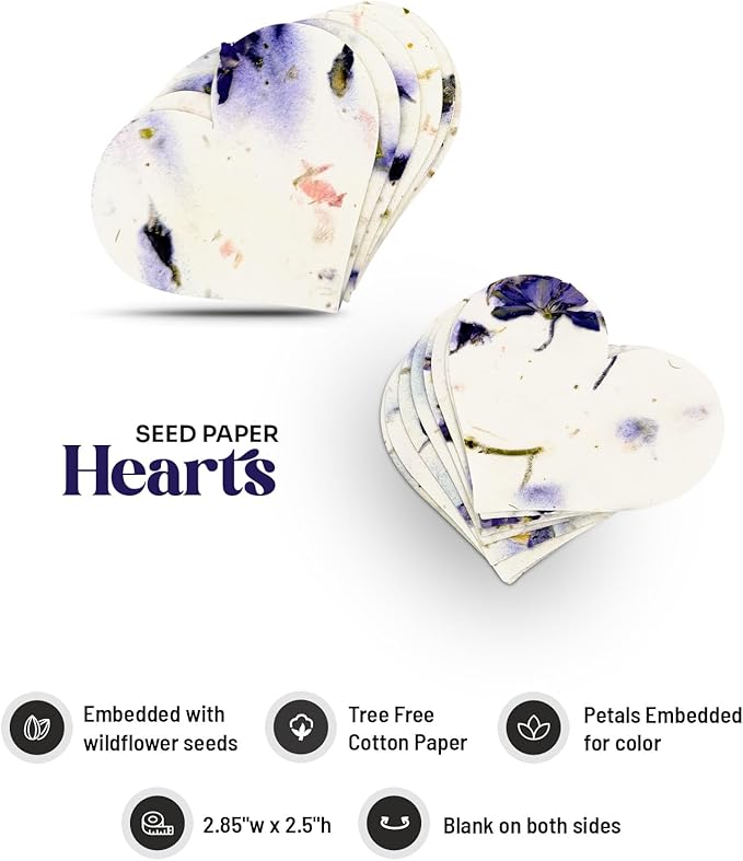 50 pcs Large Purple Hearts – Plantable Seed Paper for Weddings, Gifts, and Life Events (#45s)