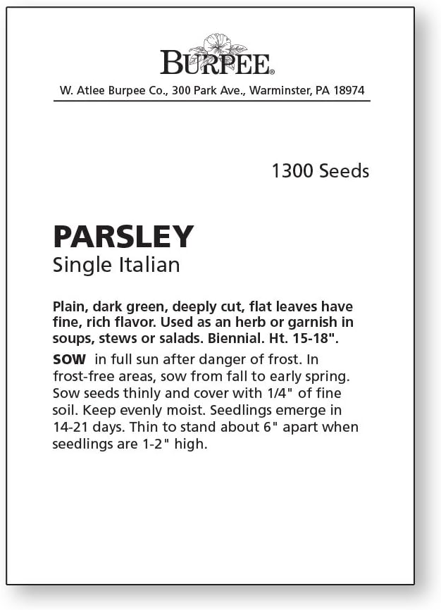 Burpee 52852A Single Italian Parsley Seeds
