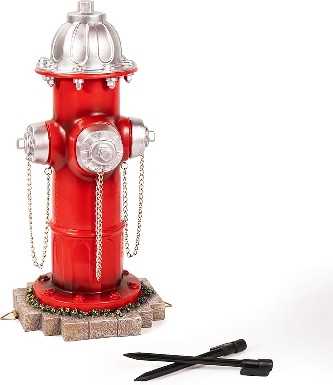 Fake Fire Hydrant for Dogs to Peed on, Dog Fire Hydrant Pee Post, 14.5" Backyard Decor Outdoor Statues Firefighter Gifts for Men (with Base Design)