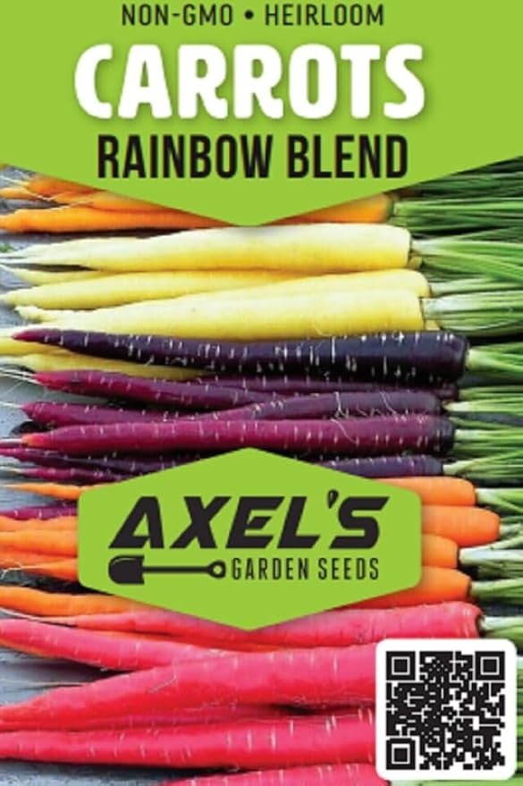 Rainbow Carrot Seeds for Planting Heirloom Non GMO Packets 750 Seeds – Plant & Grow Rainbow Carrots in Home Outdoor Garden, Great Gardening Gift – 2 Packets