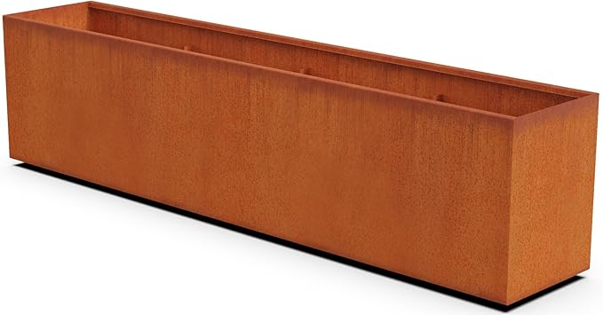 Extra Large Corten Steel Planter Box – 96"x18"x24" Rectangular Outdoor Metal Garden Bed | Heavy-Duty Rust Patina Planter for Outdoor Plants | Made in USA | Fully Assembled