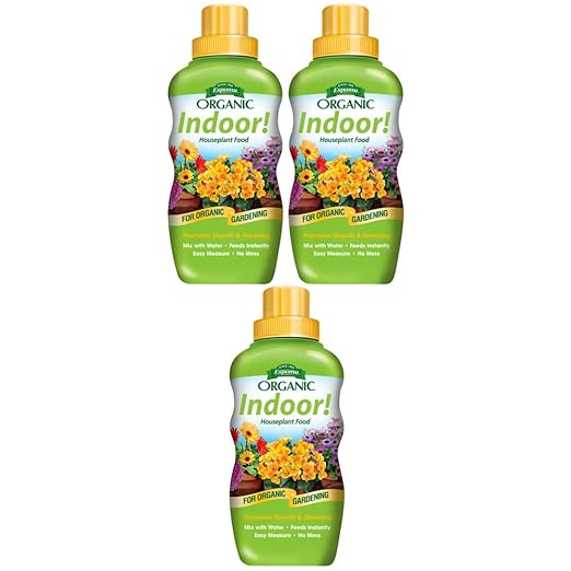 Espoma 8 Ounce Concentrated Organic Indoor Plant Food - Indoor Plant Fertilizer for Large & Small Plants Like Pothos, Fiddle Leaf Fig, Monstera, Snake & Palms - Pack of 3