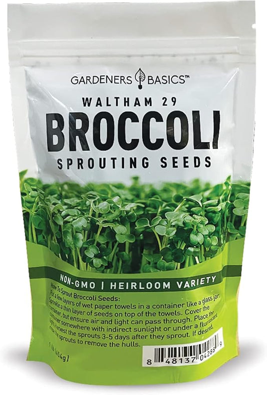 Gardeners Basics, Broccoli Seeds for Sprouting Kit and Microgreens Non-GMO, Heirloom Bulk 1 Pound Resealable Sprouts Bag