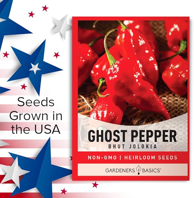 Gardeners Basics, Ghost Pepper Seeds for Planting Spicy Hot - Heirloom Non-GMO Hot Pepper Seeds for Home Garden Vegetables Makes a Great Plant Gift for Gardening