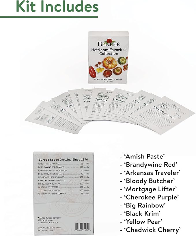 Burpee Favorites 10 Packets of Non-GMO Tomato Planting Heirloom Seeds Garden Gifts